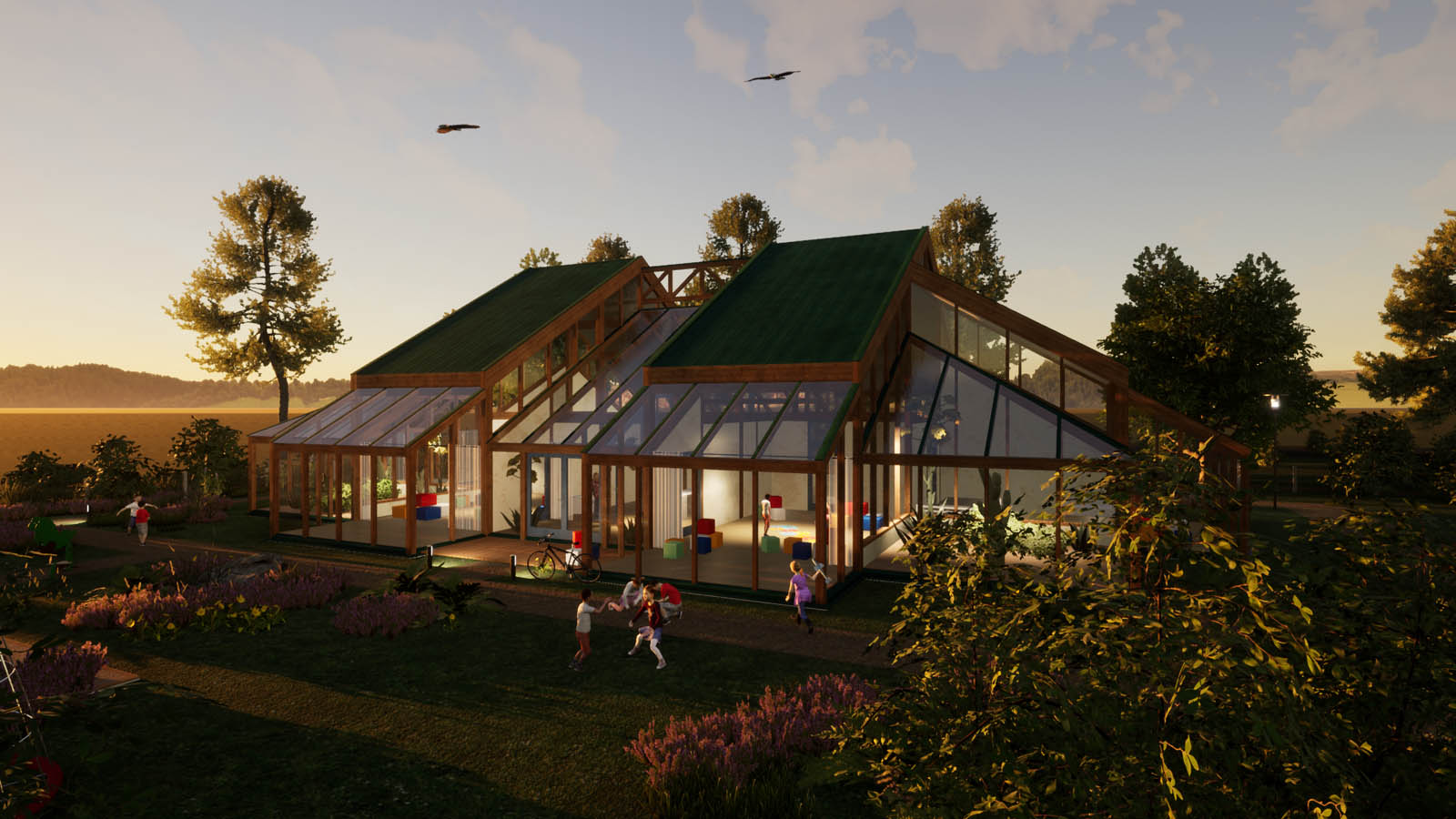 Holzskeletthaus Ansicht von Südwesten