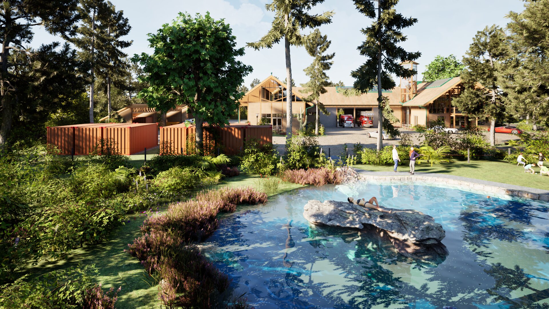 Holzskelettbauweise - Feuerwache mit Recyclinghof Biotop Feuerwache mit Recyclinghof