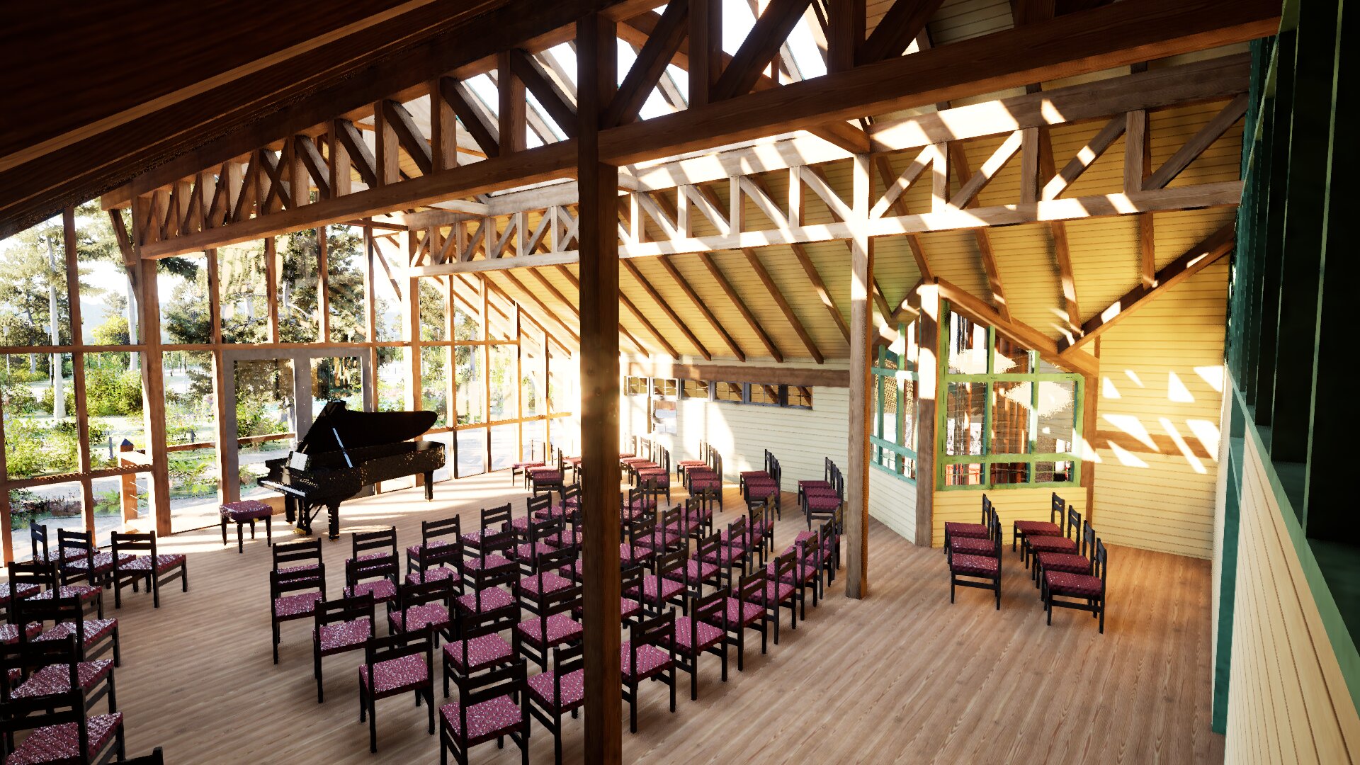 Holzskelettbauweise - Klavierkonzert im Mehrzweckraum Holzskelettbauweise - Klavierkonzert im Mehrzweckraum