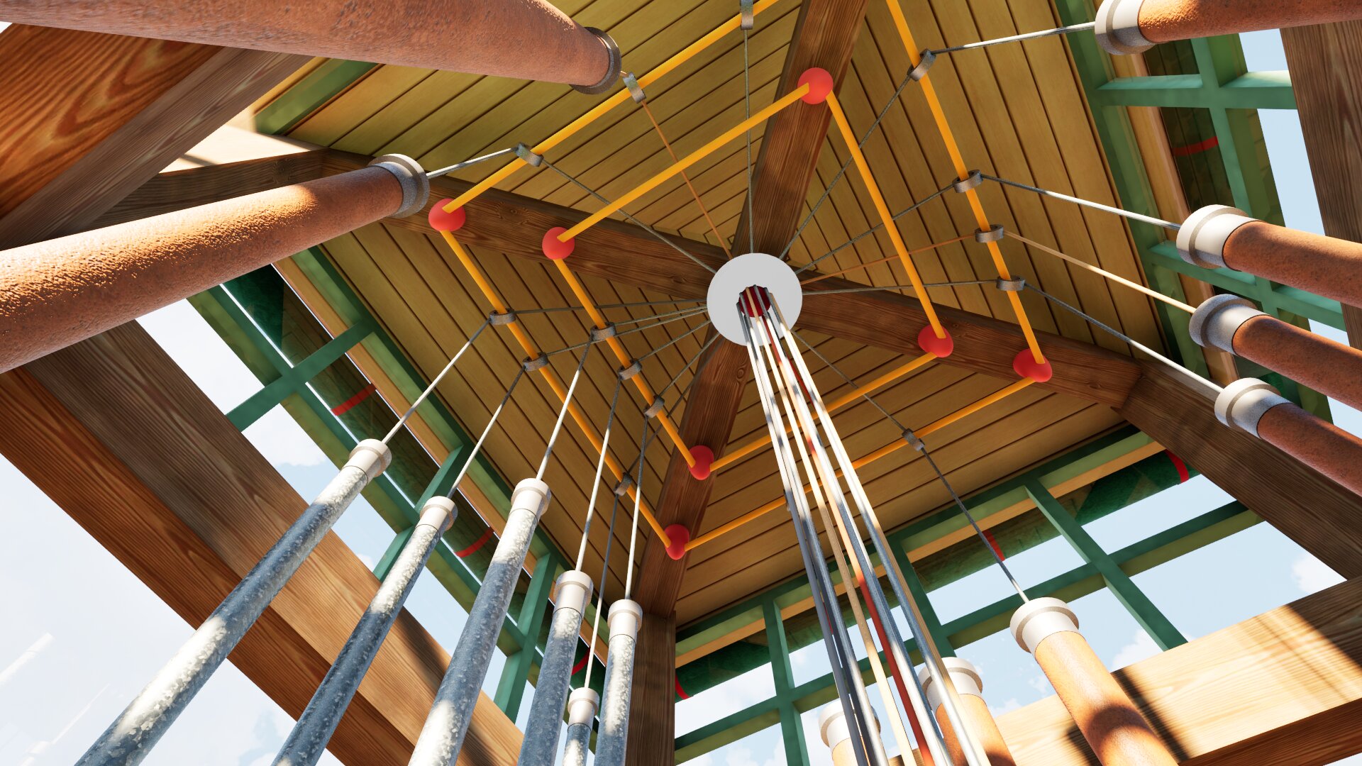 Holzskelettbauweise - Schlauchturm der Feuerwache Feuerwache mit Recyclinghof