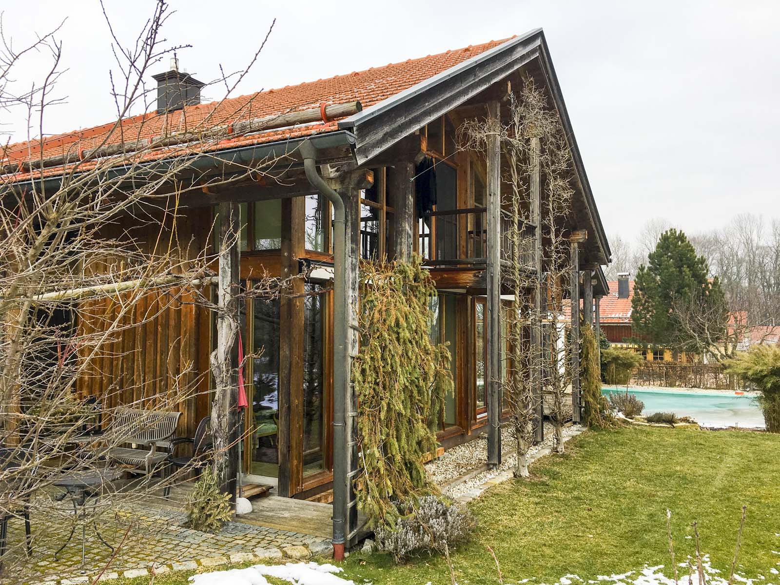 Holzskeletthaus Holzskelettbau Südwestseite