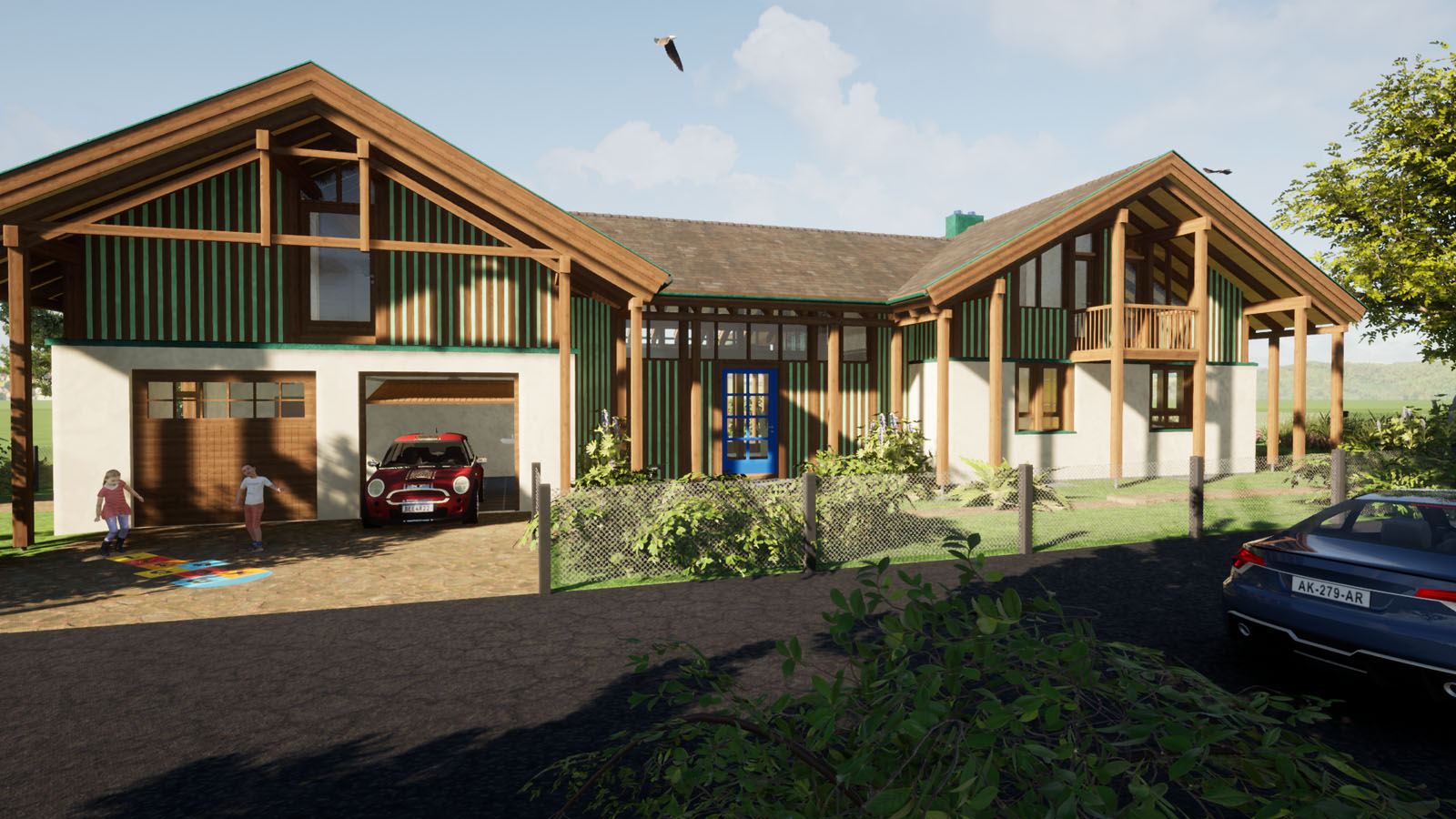 Holzskeletthaus Holzskelettbau Nordostseite