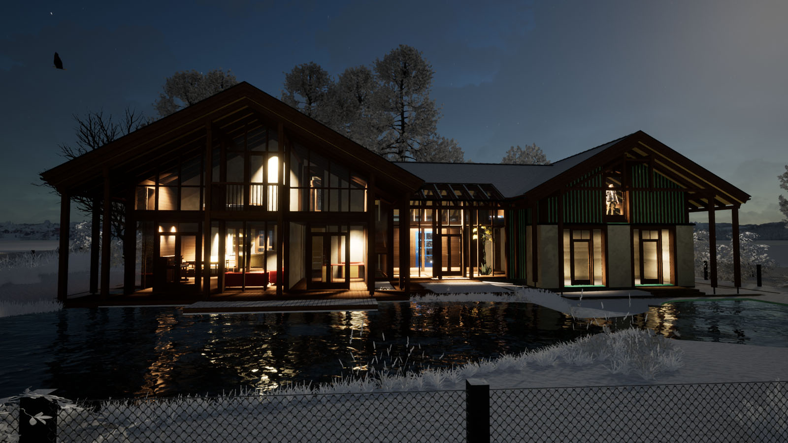 Holzskeletthaus Holzskelettbau Südwestseite