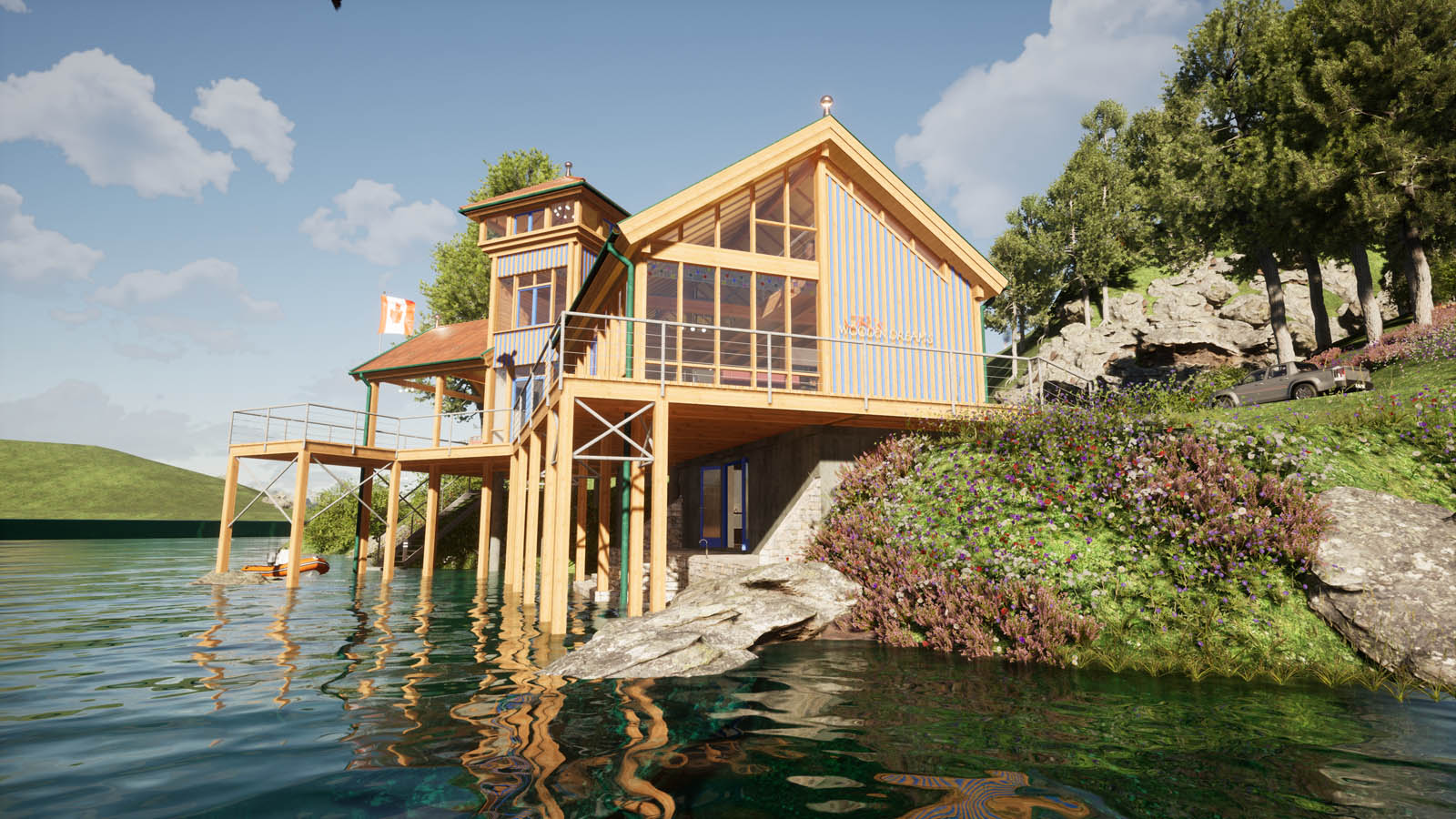 Holzskeletthaus von Osten