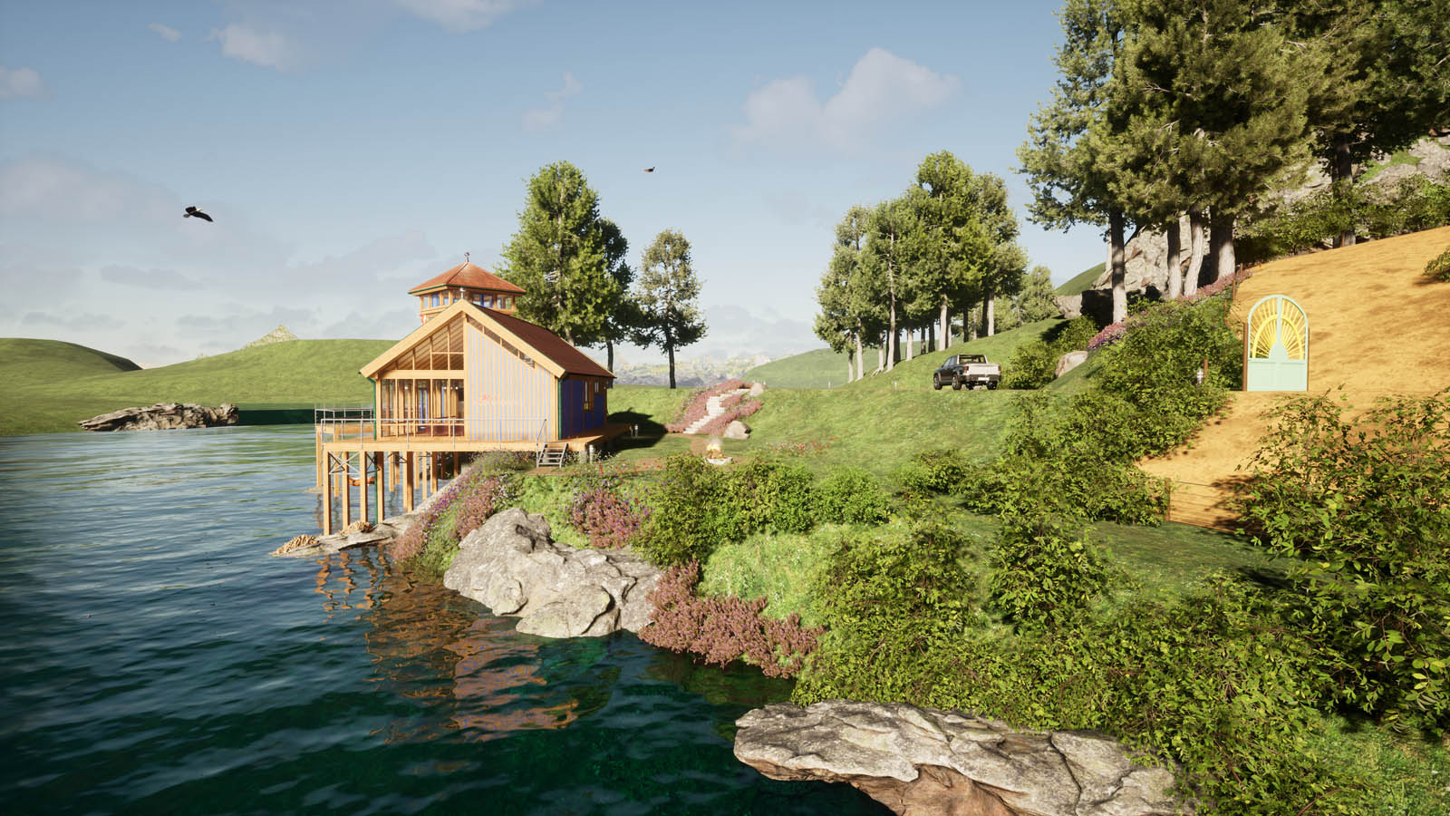 Holzskeletthaus von Osten