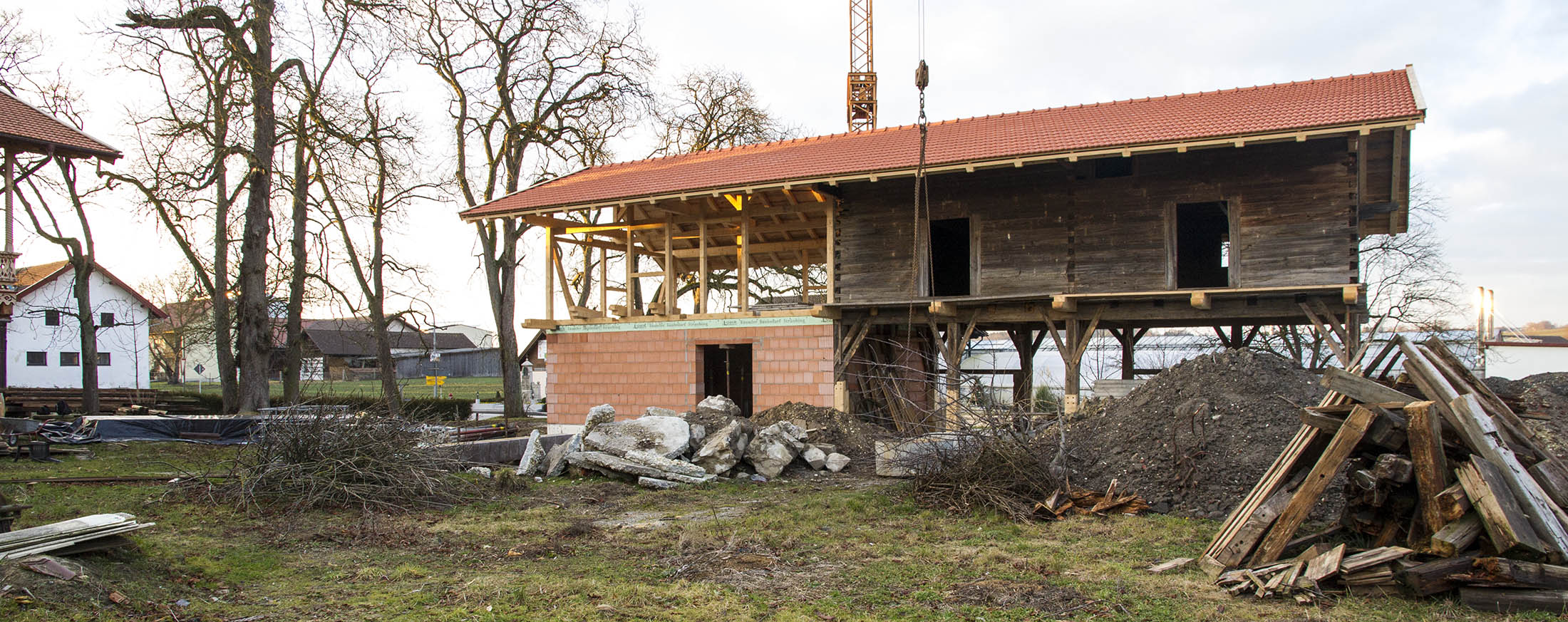 Getreidekasten mit Erweiterung (Technikraum) wieder aufgebauter Getreidekasten mit Erweiterung (Technikraum)