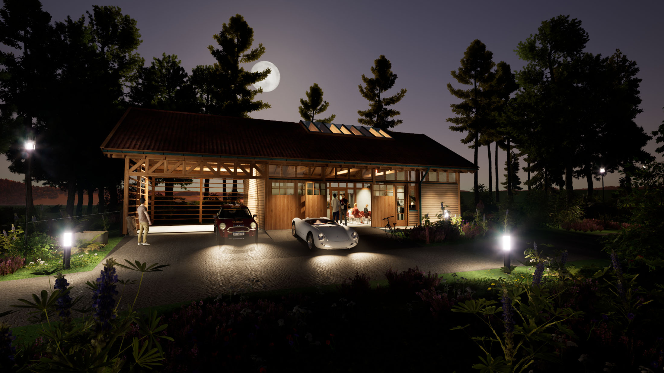 Holzskeletthaus Holzskeletthaus - auch Nachts ein tolles Gebäude