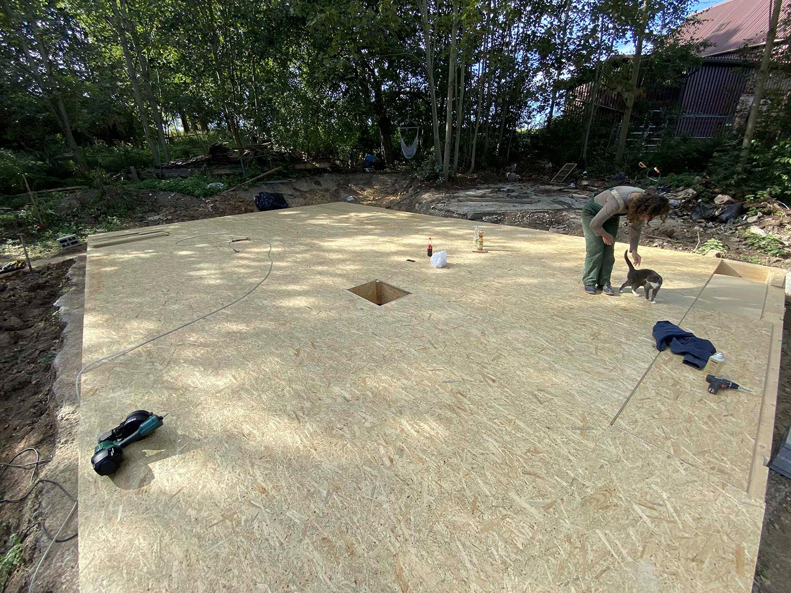 Holzskeletthaus - OSB ausgenagelt mit dem Druckluftnagler Holzskeletthaus - OSB ausgenagelt mit dem Druckluftnagler