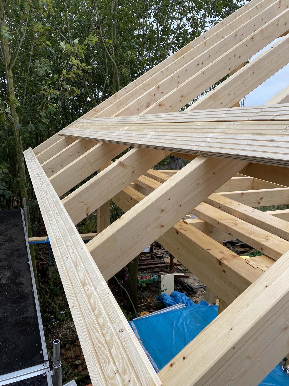 Holzskelettbau - Dachschalung Nord Holzskelettbau - Dachschalung Nord