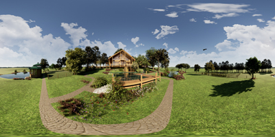 Holzskeletthaus in der Waldlichtung Holzskeletthaus in der Waldlichtung