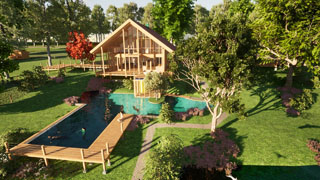 Skeletthaus - Wohnhaus in der Waldlichtung